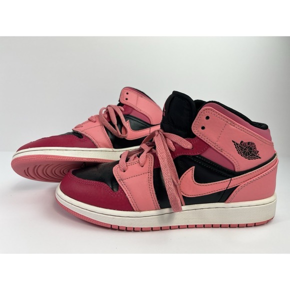 Air Jordan Shoes - Nike Air Jordan 1 Mid GS (554725-662) Coral Chalk Youth Size 6Y Women's Size 8